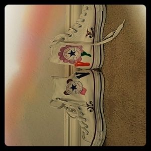 White Decorated Converse
